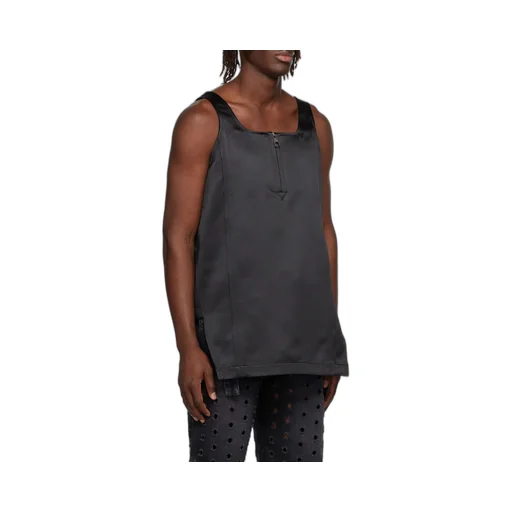 Square Collar Semi-Zipper Vest