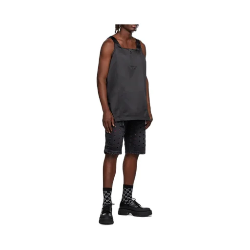 Square Collar Semi-Zipper Vest