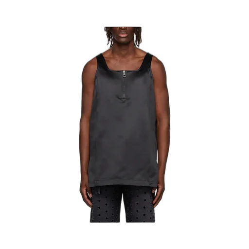 Square Collar Semi-Zipper Vest