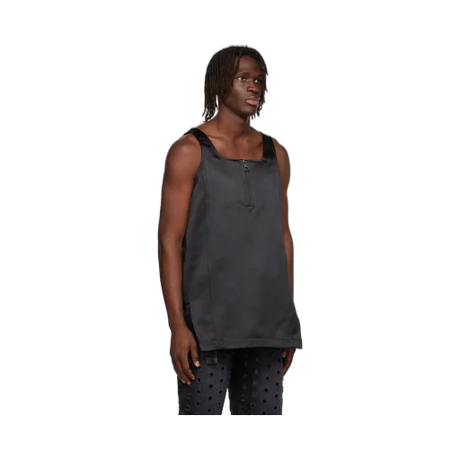 Square Collar Semi-Zipper Vest