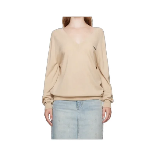 Deep V-Neck Long-Sleeved Sweater