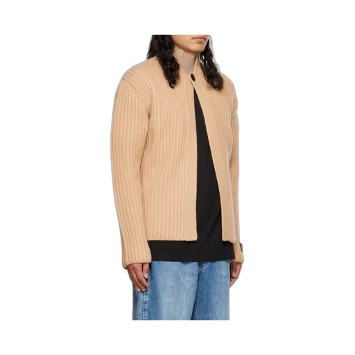 Logo Stand-Neck Cardigan Sweater