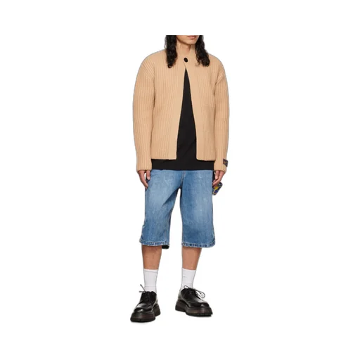 Logo Stand-Neck Cardigan Sweater