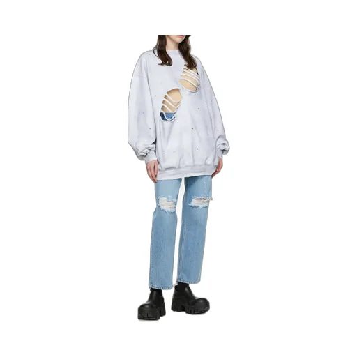 Distressed Cotton Hoodie