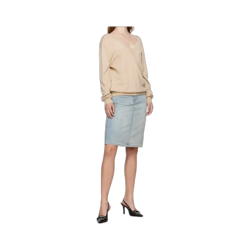 Deep V-Neck Long-Sleeved Sweater