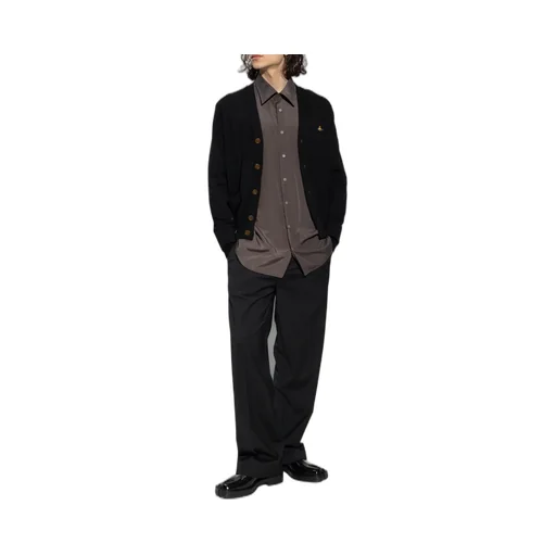 Signature Orb Logo Embroidered V-Neck Cardigan