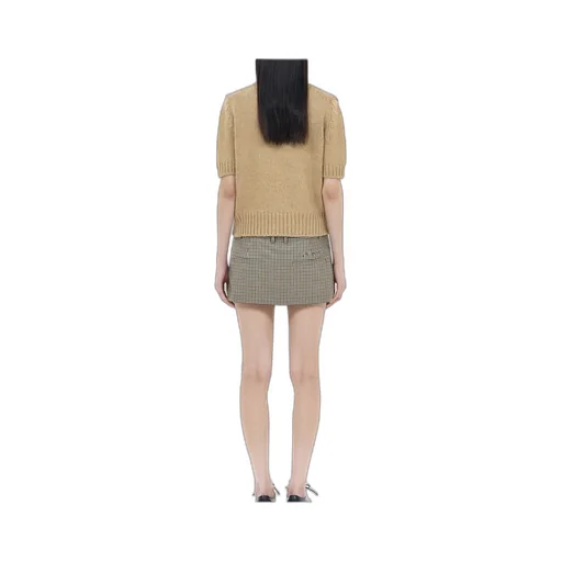 Round-Collar Short-Sleeve Sweater