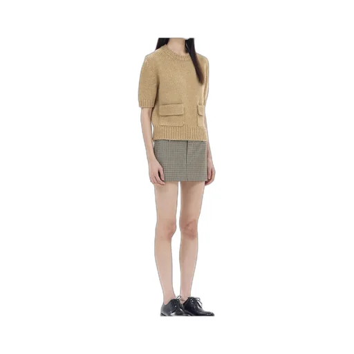 Round-Collar Short-Sleeve Sweater