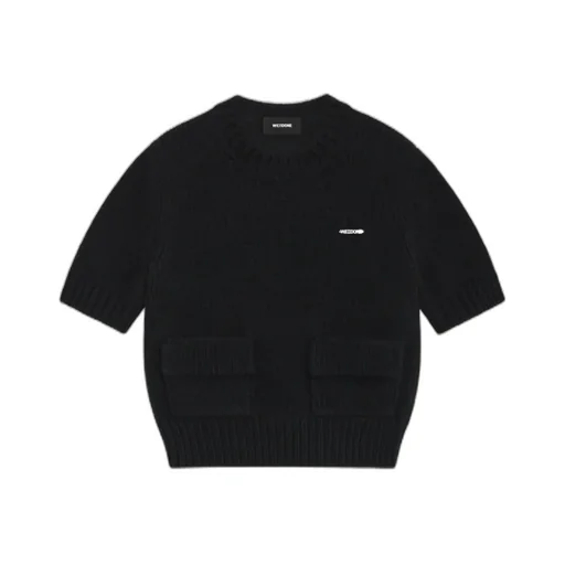 Round-Collar Short-Sleeve Sweater