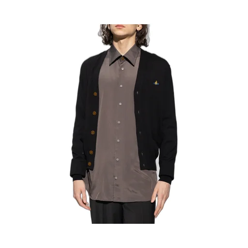 Signature Orb Logo Embroidered V-Neck Cardigan