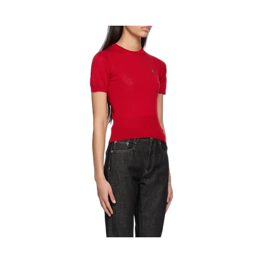 Orb Embroidered Short-Sleeved Knitted Top