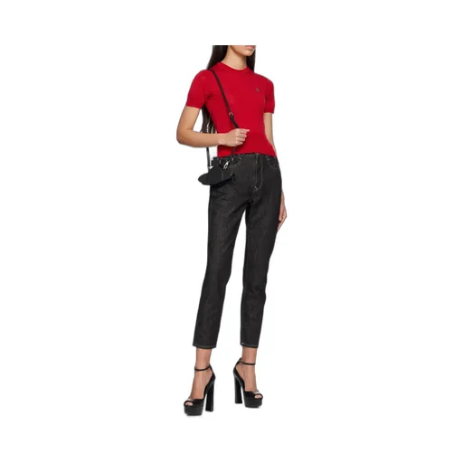 Orb Embroidered Short-Sleeved Knitted Top