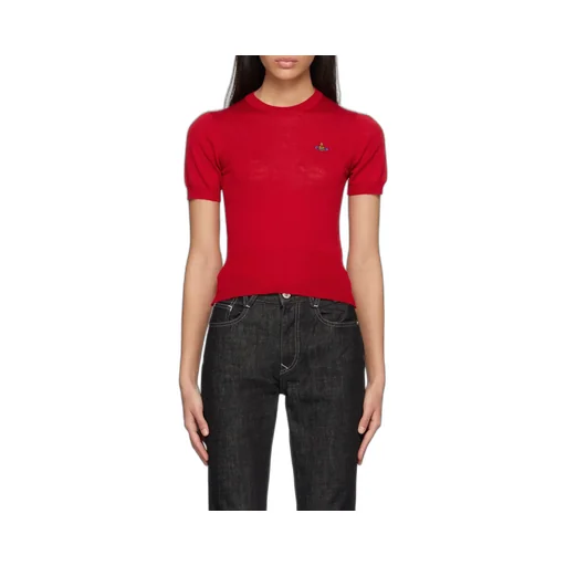 Orb Embroidered Short-Sleeved Knitted Top