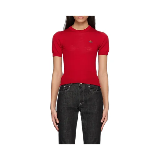 Orb Embroidered Short-Sleeved Knitted Top