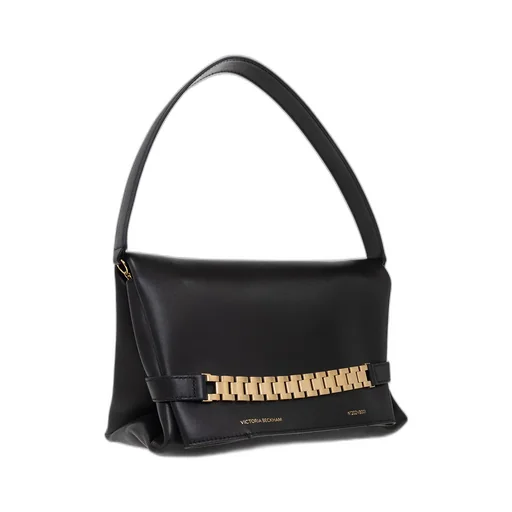 Chain-Detailed Foldover Top Shoulder Bag
