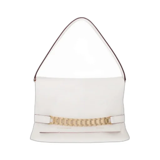 Chain-Detailed Foldover Top Shoulder Bag