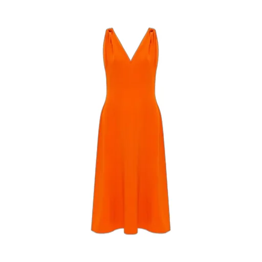 Twist-Shoulder V-Neck Dress