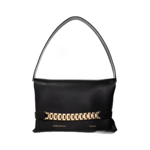 Chain-Detailed Foldover Top Shoulder Bag