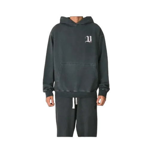 Stone Wash Black Hoodie With Angel Print