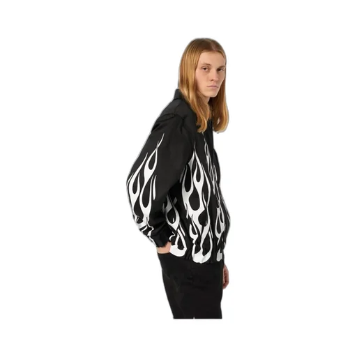 Flame-Print Zipped Jacket