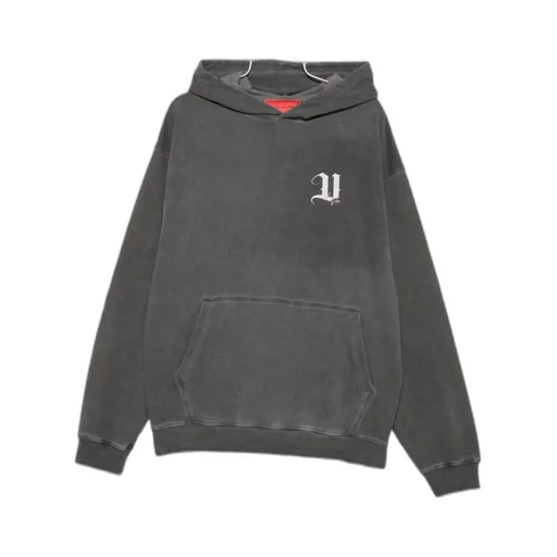 Stone Wash Black Hoodie With Angel Print