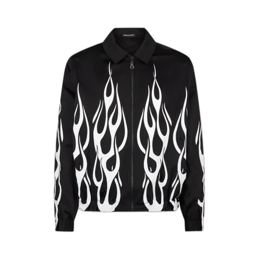 Flame-Print Zipped Jacket