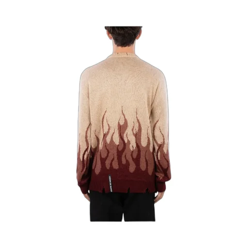 Flame Intarsia Knitted Distressed Jumper