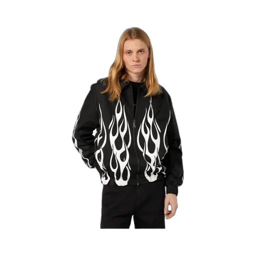 Flame-Print Zipped Jacket