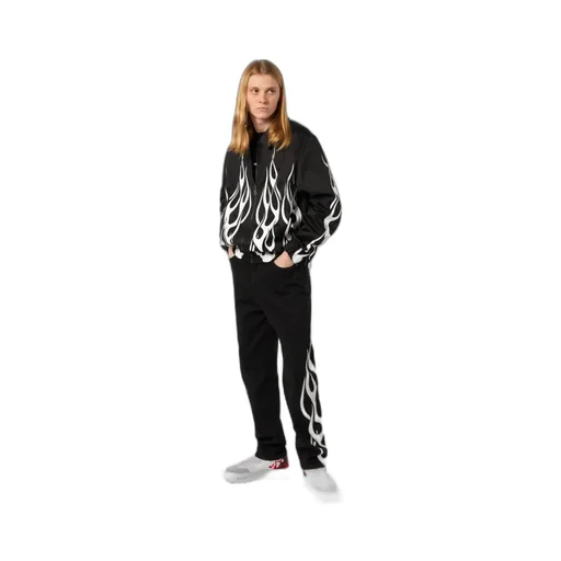 Flame-Print Zipped Jacket