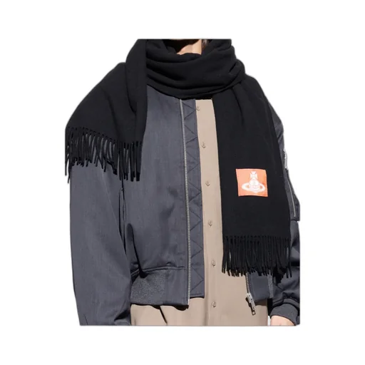 Logo-Patch Fringed Scarf
