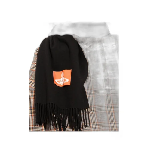 Logo-Patch Fringed Scarf