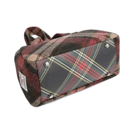 Logo Embroidered Checked Handbag