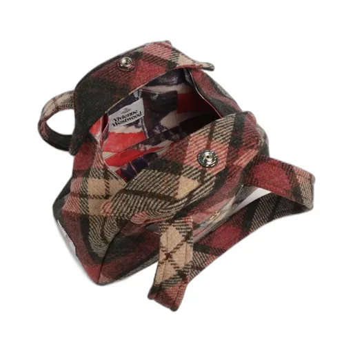 Logo Embroidered Checked Handbag