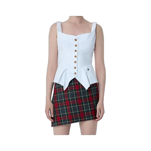Square-Neck Button Down Top