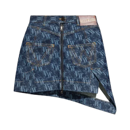Logo-Pattern Asymmetric Mini Skirt