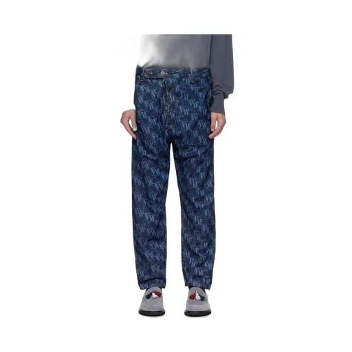 Monogram-Pattern Tapered Jeans