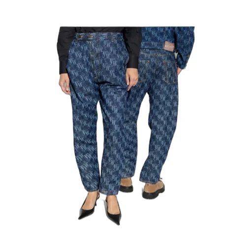 Monogram-Pattern Tapered Jeans