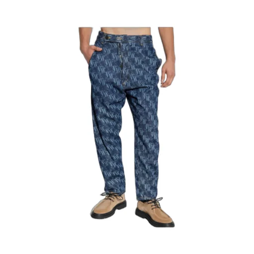 Monogram-Pattern Tapered Jeans