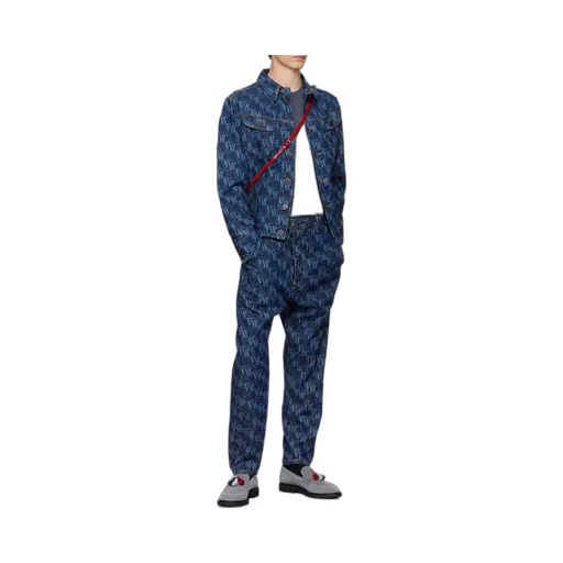 Monogram-Pattern Tapered Jeans