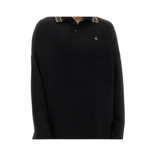 Logo Embroidered Long-Sleeved Polo Shirt