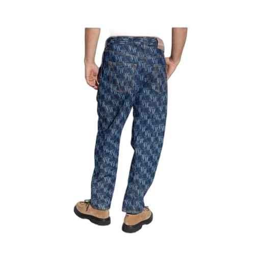Monogram-Pattern Tapered Jeans