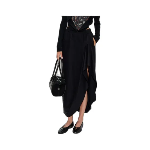 Ruffled Pocketed Asymmetrical Skirt