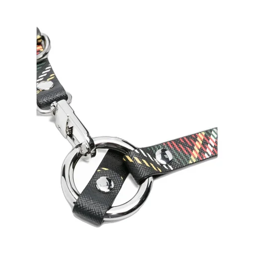 Stud Plaid-Pattern Leather Belt Harness
