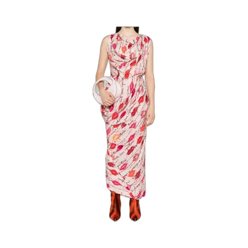 Kiss-Print Draped Dress