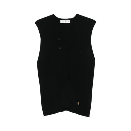 Tegan Ribbed Button-Placket Vest