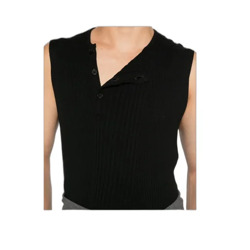 Tegan Ribbed Button-Placket Vest