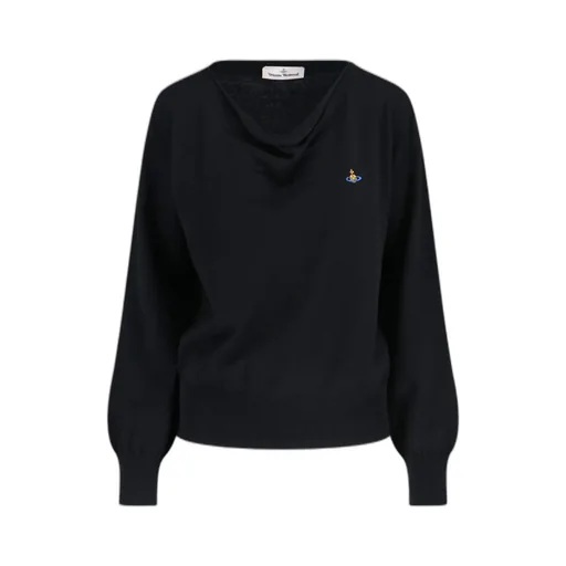Logo Embroidered Boat Neck Jumper