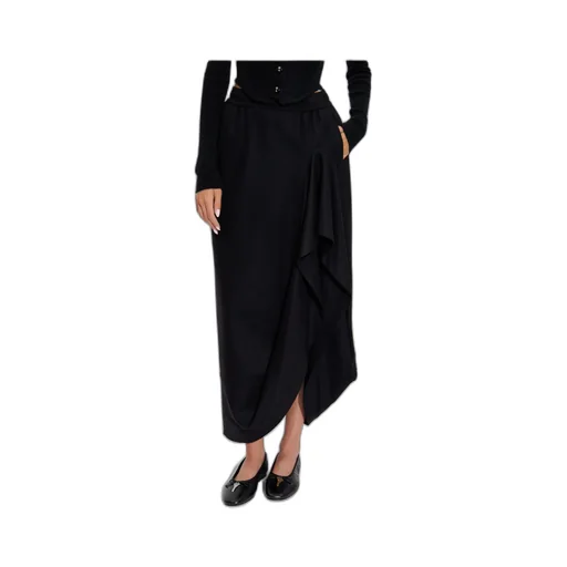 Ruffled Pocketed Asymmetrical Skirt