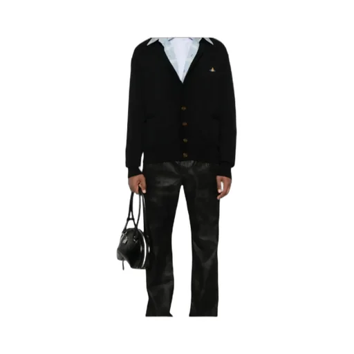 Orb-Embroidered V-Neck Cardigan