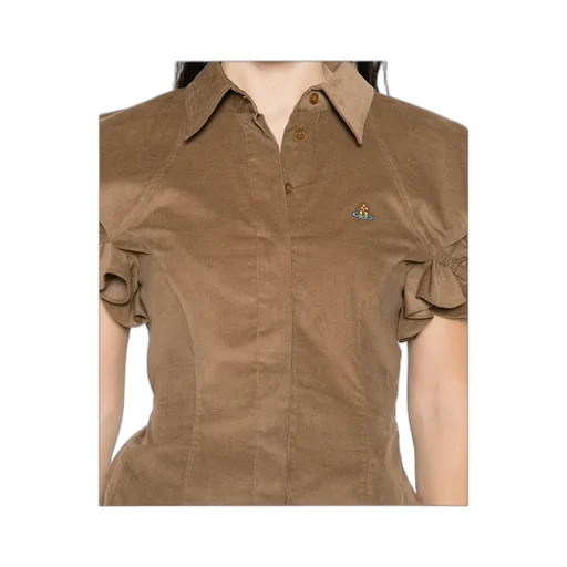 Ruffled-Sleeve Cotton Top